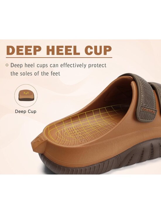 Men\'s Khaki\\Brown  Recovery Sandals Orthopaedic Walking Slides Adjustable Thick main image 5